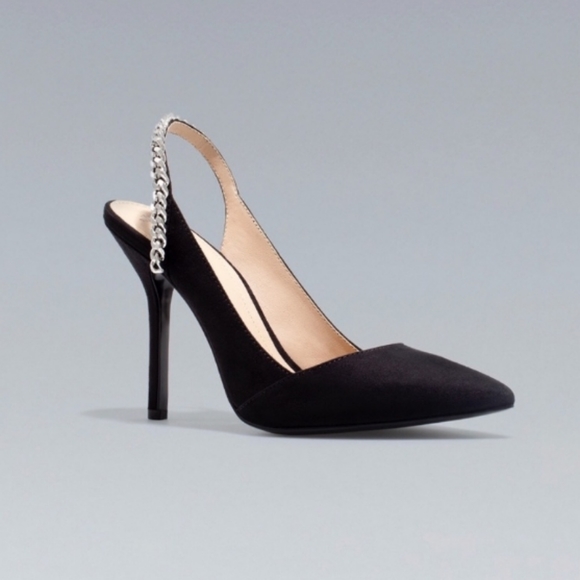 Zara Shoes - Zara Trafaluc Pointy Toe Sling Back Chain Heels